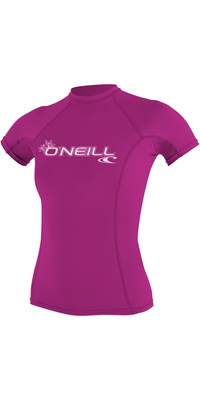 2026 Oneill Damesbasis Skins Korte Mouw Crew Lycra Vest 3548 - Vos Roze