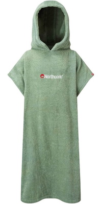 2026 Northcore Kids Beach Basha Hooded Towel Changing Robe / Poncho NOCO24D - Green