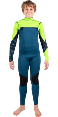 2025 Gul Junior Response FX 3/2mm Borst Ritssluiting Wetsuit RE1252-C1 - Navy / Sulphur