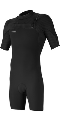 2026 ONeill Heren Hyperfreak 2mm Borst Ritssluiting Shorty Wetsuit 5495 - Black