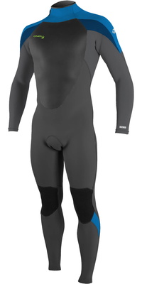 2026 ONeill Youth Epic 5/4mm Rug Ritssluiting Wetsuit 4219B - Black / Graphite / Baliblu / Deepsea