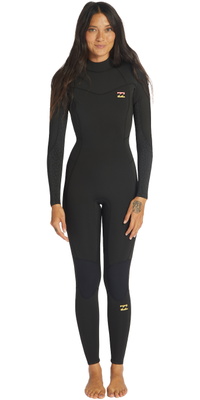 2025 Billabong Dames Synergy 5/4mm Rug Ritssluiting Wetsuit ABJW100134 - Wild Black