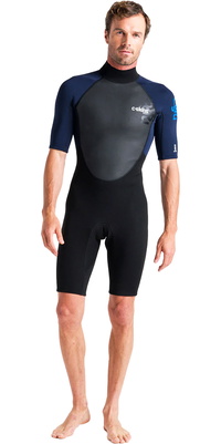 2026 C-Skins Heren Element 2 3/2mm Rug Ritssluiting Shorty Wetsuit C-EL32SHM - Black / Slate / Cyan