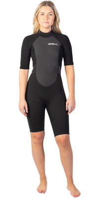 2025 Gul Dames Response 3/2mm Rug Ritssluiting Shorty Wetsuit RE3318-C1 - Black