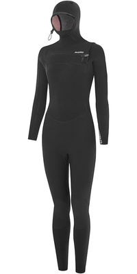 2025 Nyord Dames Furno Ultra Plus 6/5/4mm Met Capuchon Borst Ritssluiting Wetsuit FUPW654001 - Black