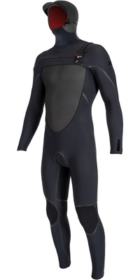 2025 ONeill Heren Psycho Tech 6/4mm Borst Ritssluiting Met Capuchon Wetsuit 5545 - Black