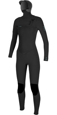2025 ONeill Dames Epic 6/5/4mm Borst Ritssluiting Met Capuchon Wetsuit 5378 - Black