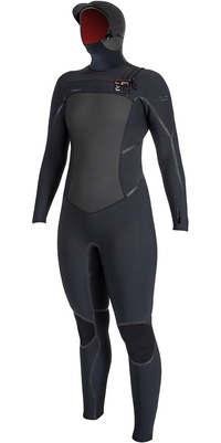 2025 ONeill Dames Psycho Tech 6/4mm Borst Ritssluiting Met Capuchon Wetsuit 5548 - Black
