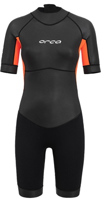 2026 Orca Dames Vitalis Rug Ritssluiting Open Water Swim Shorty Wetsuit NN6Y - Black
