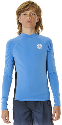 2026 Rip Curl Junior Pictogrammen UV Geborsteld Lange Mouw Lycra Vest 11YBRV - Blue Gum