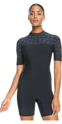 2026 Roxy Dames Swell Series 2mm Rug Ritssluiting Shorty Wetsuit ERJW503027 - Black
