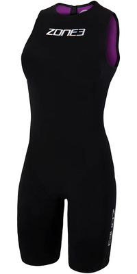 2026 Zone3 Dames Streamline Rug Ritssluiting Zonder Mouwen Shorty Swimskin SS18WSTL101 - Black / Purple