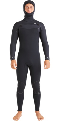 2025 Billabong Heren Furnace Natural 5/4mm Met Capuchon Borst Ritssluiting Wetsuit ABYW200122 - Black