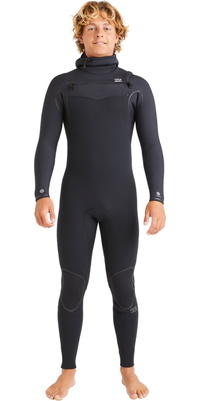 2025 Billabong Heren Furnace Natural 6/5mm Met Capuchon Borst Ritssluiting Wetsuit ABYW200121 - Black
