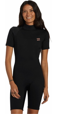 2026 Billabong Dames Foil 2mm Rug Ritssluiting Shorty Wetsuit ABJW500112 - Black
