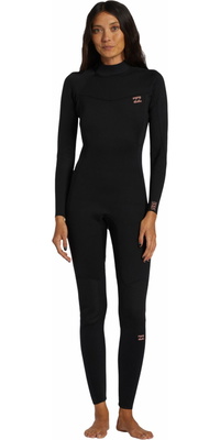 2025 Billabong Dames Foil 4/3mm Rug Ritssluiting Wetsuit ABJW100185 - Black