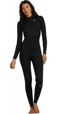 2026 Billabong Womens Foil 3/2mm Chest Zip Wetsuit ABJW100187 - Black