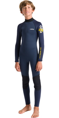2026 C-Skins Junior NuWave Element 3/2mm Rug Ritssluiting Wetsuit C-NEL32STJ - Bluestone / Slate / Multi