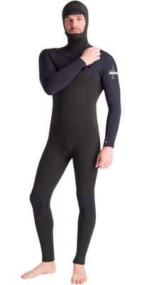 2025 C-Skins Heren Nuwave Session 5/4/3mm Borst Ritssluiting Met Capuchon Wetsuit C-NSE54MH - Black / Black X / White