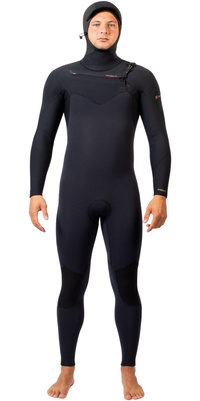 2026 Gul Heren Viper 6/5/4mm Yamamoto Met Capuchon Borst Ritssluiting Wetsuit VR1225 - Black