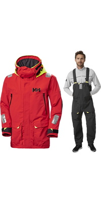 2026 Helly Hansen Heren Skagen Offshore Jas En Broek Zeilpak 3425534254 - Black / Rood