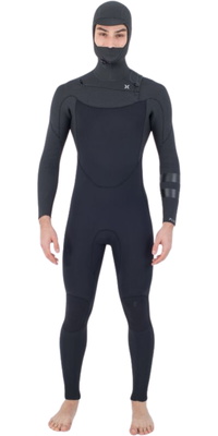 Hurley Heren Plus Texture 4/3mm Met Capuchon Borst Ritssluiting Wetsuit MFS0012443 - Black