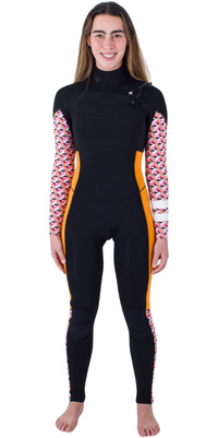Hurley Dames Plus Printed 4/3mm Borst Ritssluiting Wetsuit WFS0012433 - Gym Red / Burghundy Crush