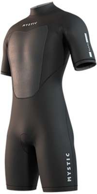 2026 Mystic Heren Brand 3/2mm Rug Ritssluiting Flatlock Shorty Wetsuit 35000.250035 - Black