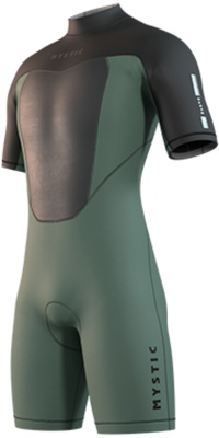 2026 Mystic Heren Brand 3/2mm Rug Ritssluiting Shorty Wetsuit 35000.250035 - Dark Olive