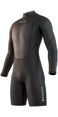 2026 Mystic Heren Brand 3/2mm Lange Armen Rug Ritssluiting Flatlock Shorty Wetsuit 35000.250034 - Black