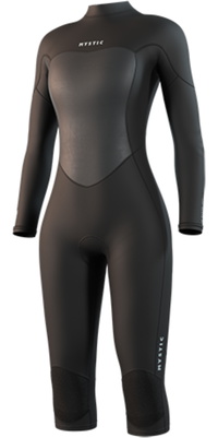 2025 Mystic Dames Brand Lange Armen Korte Benen 3/2mm Rug Ritssluiting Flatlock Wetsuit 35000.250061 - Black