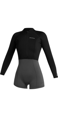 2025 Mystic Dames Lunar Lange Armen 2mm Voorkant Ritssluiting Shorty Wetsuit 35000.240112 - Black