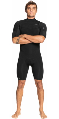 2026 Quiksilver Heren Everyday Sessions 2mm Borst Ritssluiting Shorty Wetsuit EQYW503036 - Black