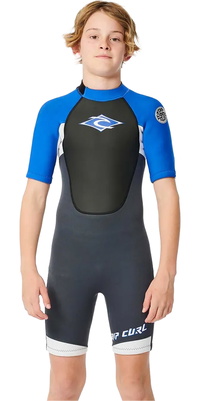 2026 Rip Curl Jongens Omega 2mm Rug Ritssluiting Shorty Wetsuit 11CBSP - Blue