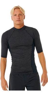 2025 Rip Curl Heren Dawn Patrol Performance UPF Korte Mouw Lycra Vest 14BMRV - Black Marled