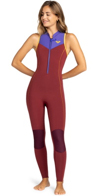 2025 Roxy Dames Rise 1.5mm Long Jane Voorkant Ritssluiting Wetsuit ERJW703018 - Pomegranate