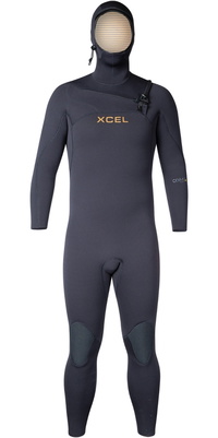 2026 Xcel Heren Comp + 4/3mm Met Capuchon Borst Ritssluiting Wetsuit MN43CPH4 - Black