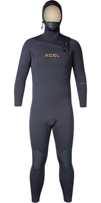 2026 Xcel Heren Comp + 5/4mm Met Capuchon Borst Ritssluiting Wetsuit MN54CPH4 - Black