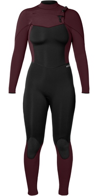 2025 Xcel Dames Comp 5/4mm Borst Ritssluiting Wetsuit WN54ZXC4W - Black / Wine