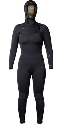 2025 Xcel Dames Comp + 5/4mm Met Capuchon Borst Ritssluiting Wetsuit WN54CPH4 - Black