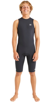 2026 Billabong Heren Absolute Natural 2/2mm Rug Ritssluiting Short John Wetsuit ABYW600110 - Black