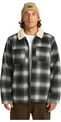 2025 Billabong Heren Hills Sherpa-gevoerd Wollen Geruit Jasje EBYJK00136 - Raven
