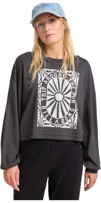 2025 Billabong Dames Trip Around T-shirt Met Lange Mouwen EBJZT00491 - Off Black