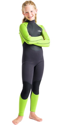 2026 C-Skins Junior Element 3/2mm Rug Ritssluiting Wetsuit C-EL32STJ - Anthracite / Lime / Multi