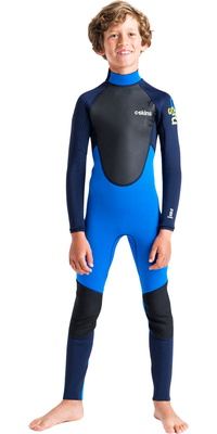 2026 C-Skins Junior Element 3/2mm Rug Ritssluiting Wetsuit C-EL32STJ - Cyan / Slate / Multi