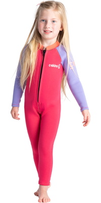 2025 C-Skins Junior C-KID 3/2mm Voorkant Ritssluiting Wetsuit C-BA32ST - Coral / Lilac