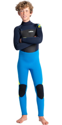 2026 C-Skins Junior Legend 4/3mm Rug Ritssluiting Wetsuit C-LE43JBZ - Cyan / Slate / Multi