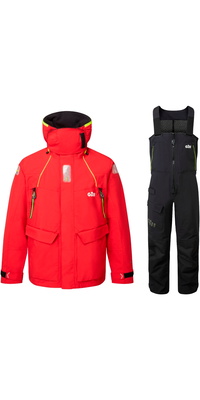 2026 Gill Heren OS2 Offshore Jas En Broek Zeilpak GMOOJATCSRB - Rood / Black