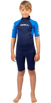 2026 Gul Junior G-Force Natur 3/2mm Rug Ritssluiting Shorty Wetsuit GF3307-NABL - Navy / Blue