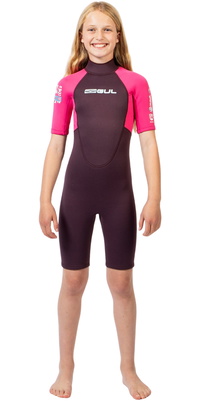 2026 Gul Junior G-Force Natur 3/2mm Rug Ritssluiting Shorty Wetsuit GF3307-PUPI - Purple / Pink